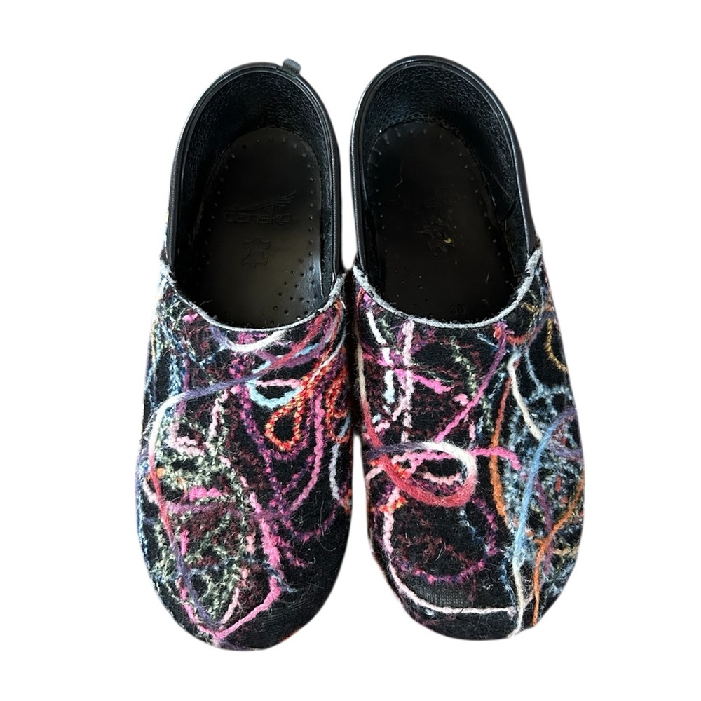 Dansko | Women’s Black/Multicolor Confetti Scribble Yarn Slip On Clog Size 7.5/8